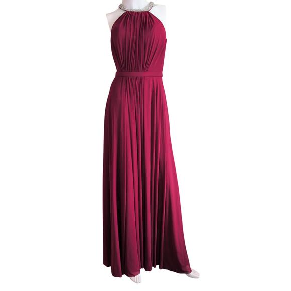 Madison James Jeweled Halter Evening Gown Dress 2 Elegant Sophisticated Event - Picture 1 of 7